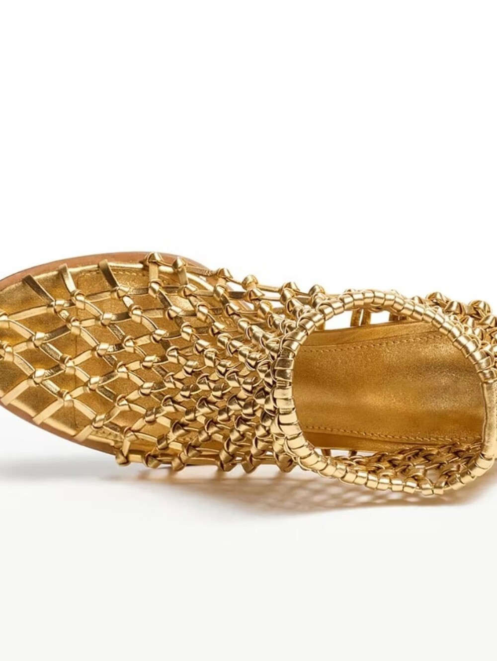 FSJ Gold Woven Caged SummerBlock Heel Bootie Size 10 Nwob - Picture 3 of 14
